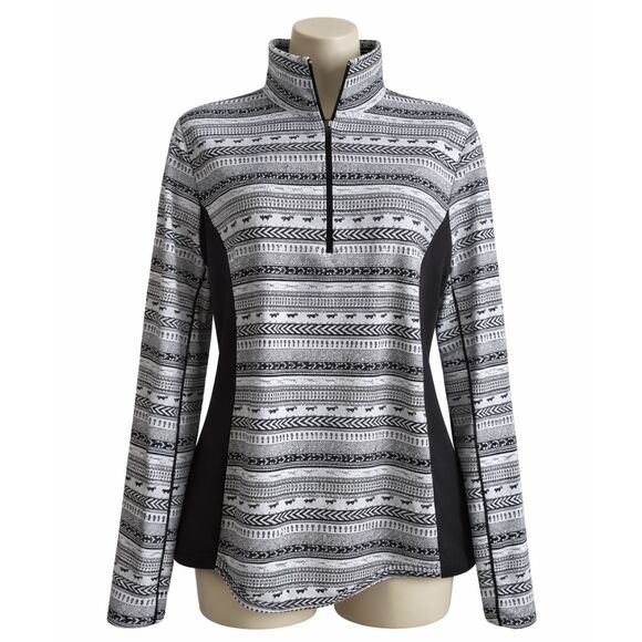 Kerrits Equestrian Zip Up Riding Jacket Top Large Black White Long Sleeve Print - Picture 3 of 13